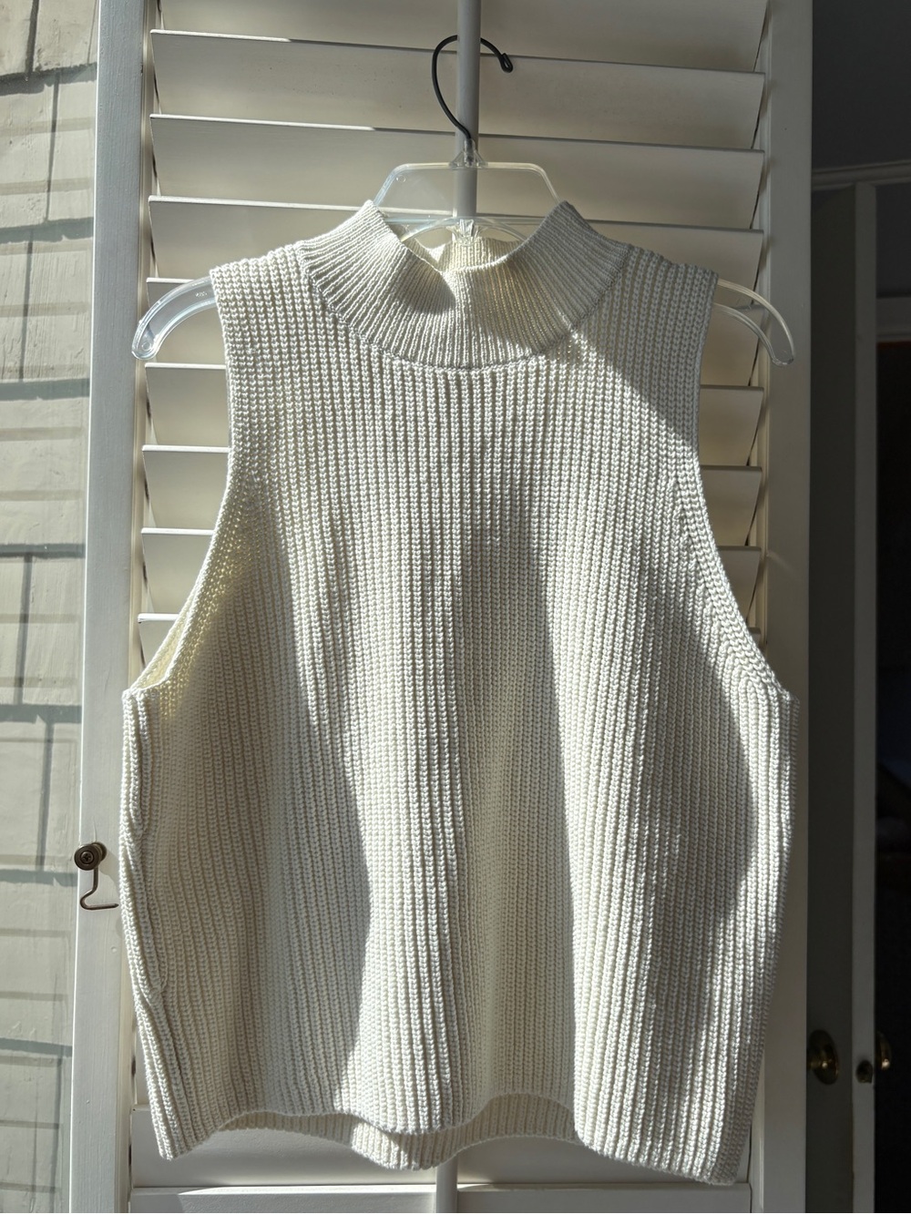 Reformation Cream Knit Mock Neck Sleeveless Top